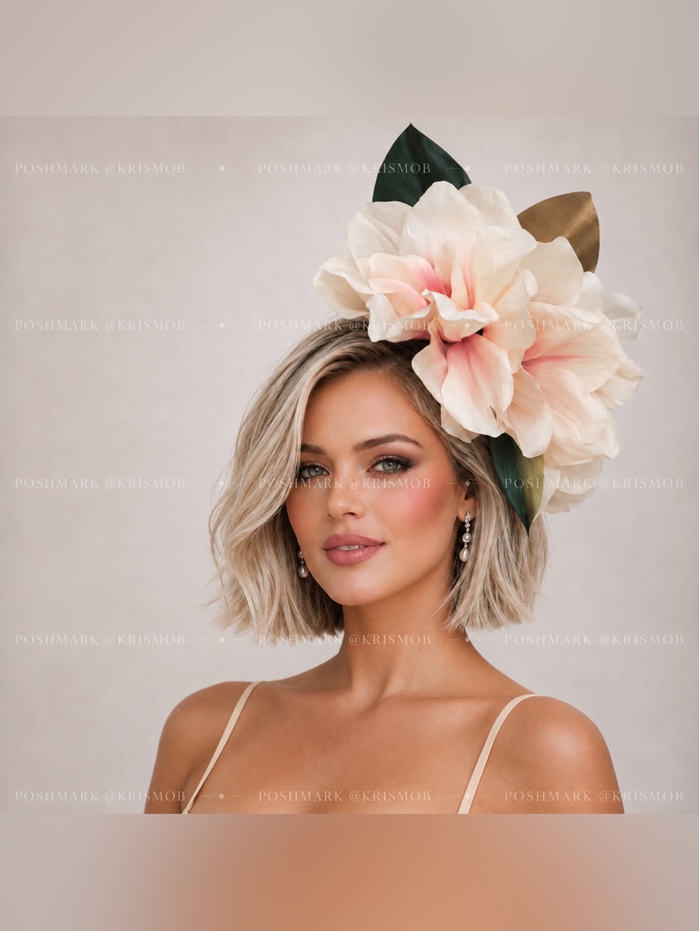 Fun Floral Fascinator Headband Headpiece with Pink and Cream Accents
